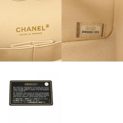 CHANEL Chanel Matelasse Chain Shoulder 23cm W Flap Beige Champagne A01113 Women's Caviar Skin Bag