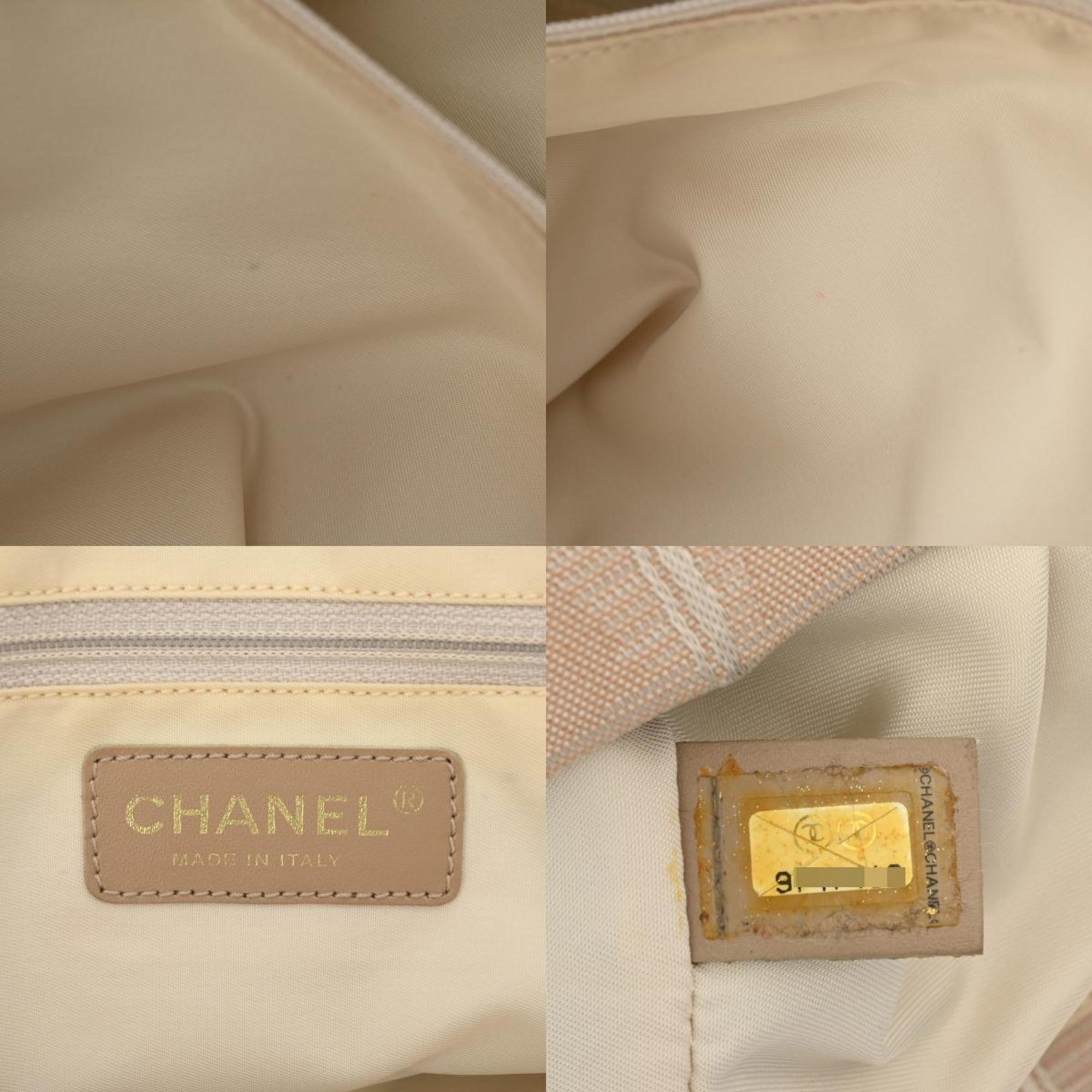 CHANEL New Travel Line Tote MM Beige Women's Nylon Handbag