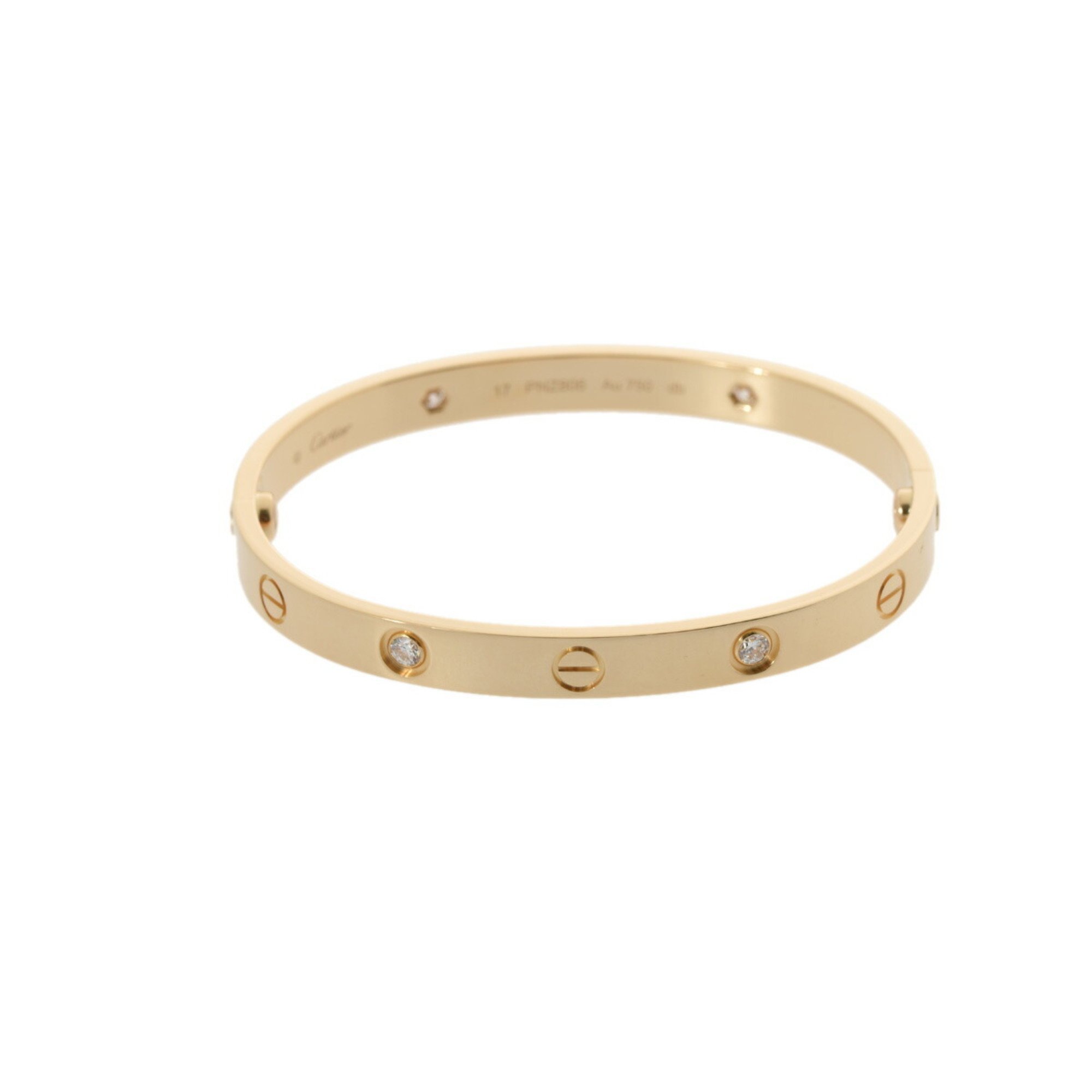 CARTIER Cartier Love Bracelet Half Diamond #17 Women's K18 Yellow Gold