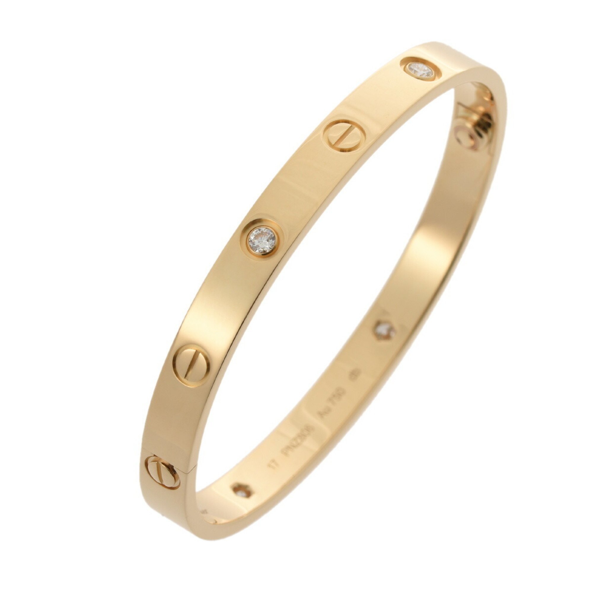 CARTIER Cartier Love Bracelet Half Diamond #17 Women's K18 Yellow Gold