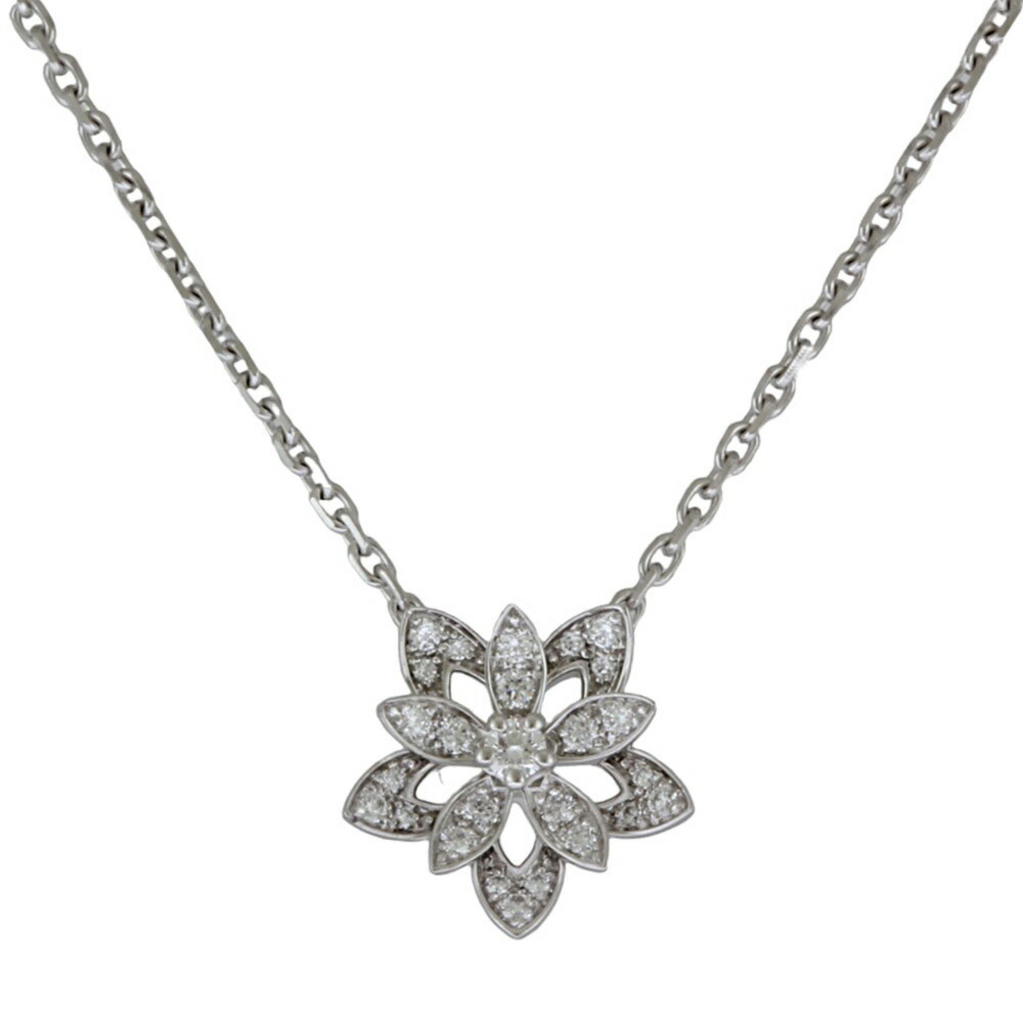 Van Cleef & Arpels Lotus Necklace 18K Diamond Women's