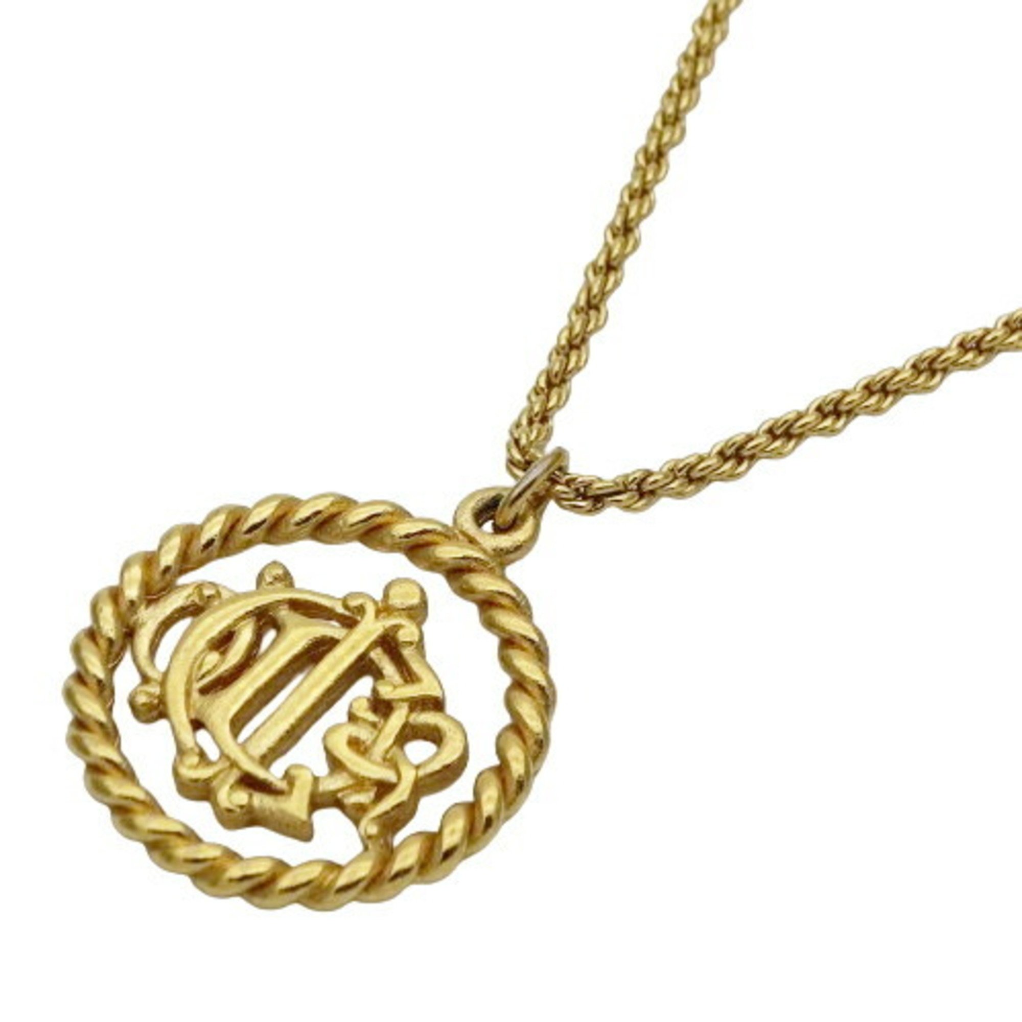 Christian Dior Dior Necklace for Women Gold Emblem Round