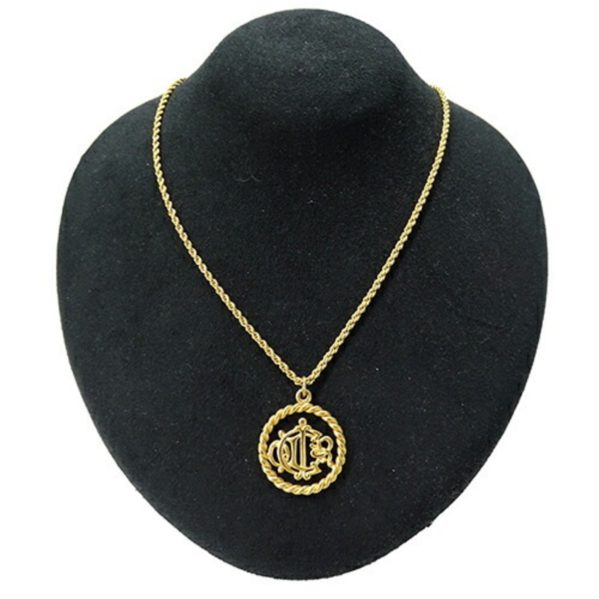 Christian Dior Dior Necklace for Women Gold Emblem Round