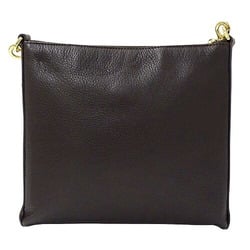 LOEWE Women's Shoulder Bag Leather Dark Brown Compact Pochette