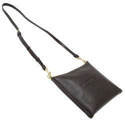 LOEWE Women's Shoulder Bag Leather Dark Brown Compact Pochette