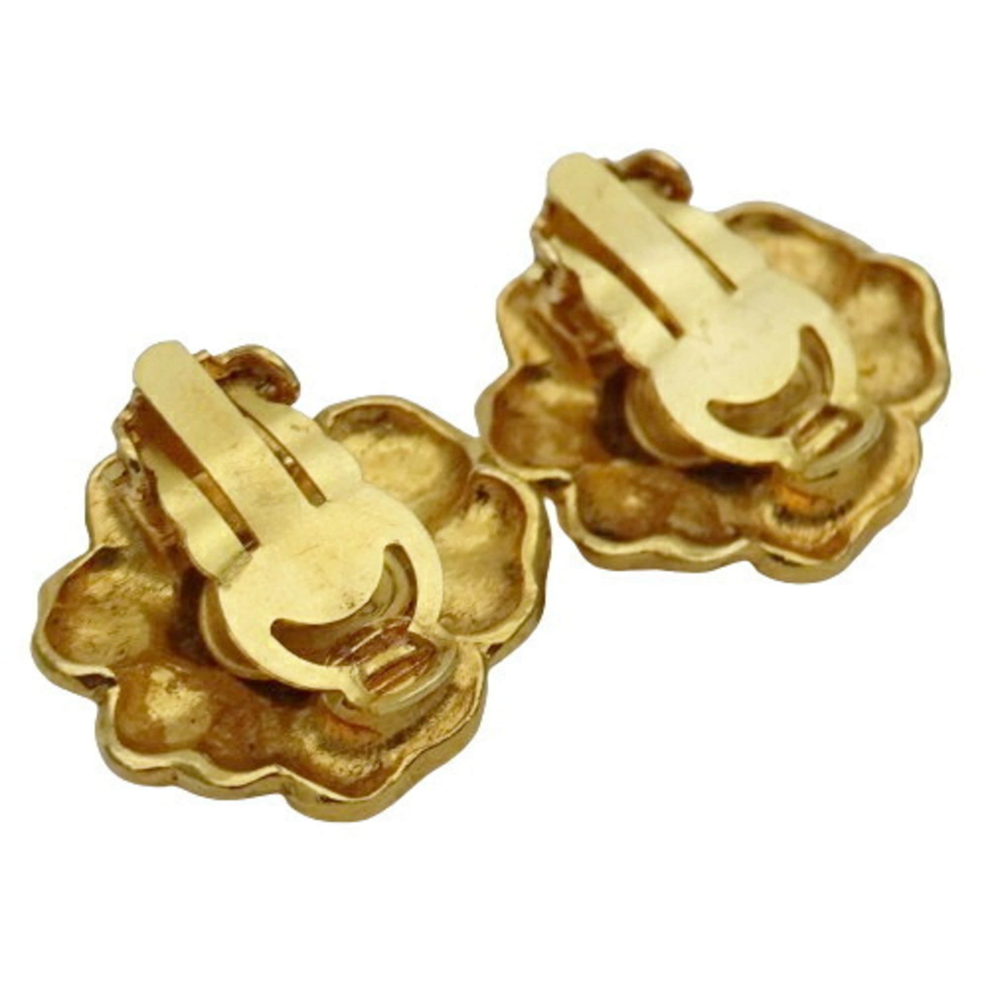 CHANEL Earrings for Women, Gold, Camellia Flower