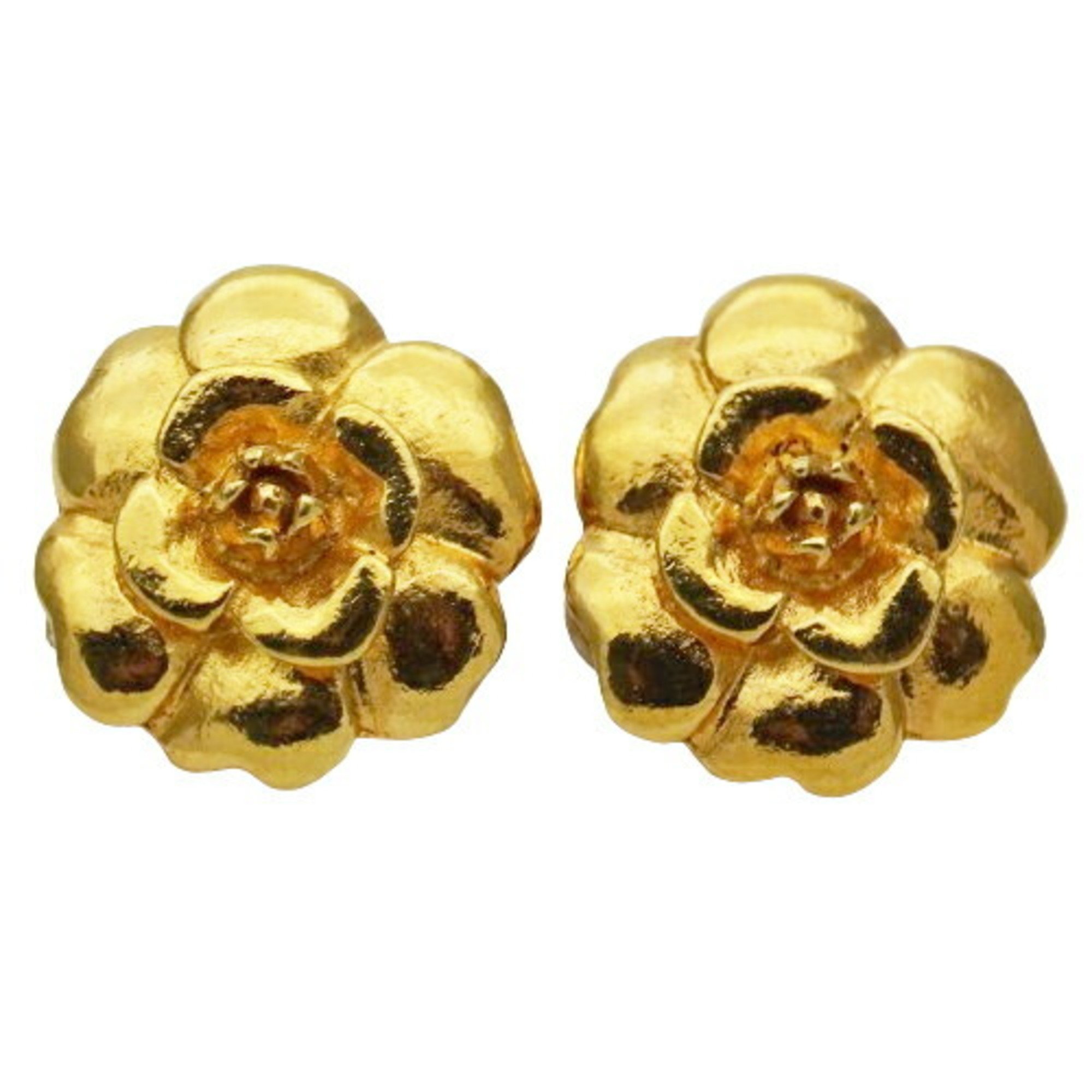 CHANEL Earrings for Women, Gold, Camellia Flower