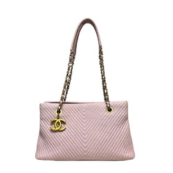 Chanel V-stitch shoulder bag, leather, pink, women's, CHANEL, chain