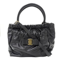 Salvatore Ferragamo Ferragamo Women's Bag Vara Ribbon Handbag Shoulder 2way Leather Black