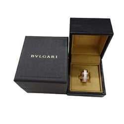 BVLGARI Ring for Women and Men, 750PG White Ceramic B-zero1, 2 Bands, Pink Gold, #51, Size 10.5, Polished