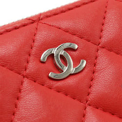 CHANEL Chanel Matelasse Coco Mark Pouch Coin Case Lambskin Leather Red A82365