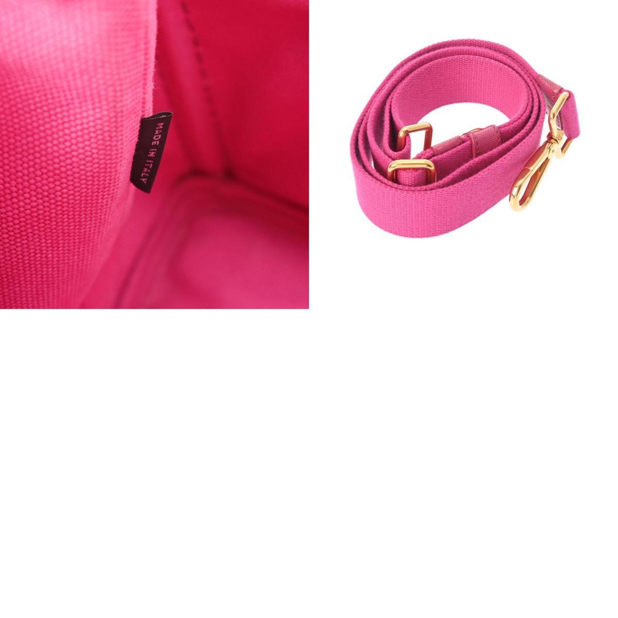 PRADA Prada Canapa Pink 1BG439 Women's Canvas Tote Bag