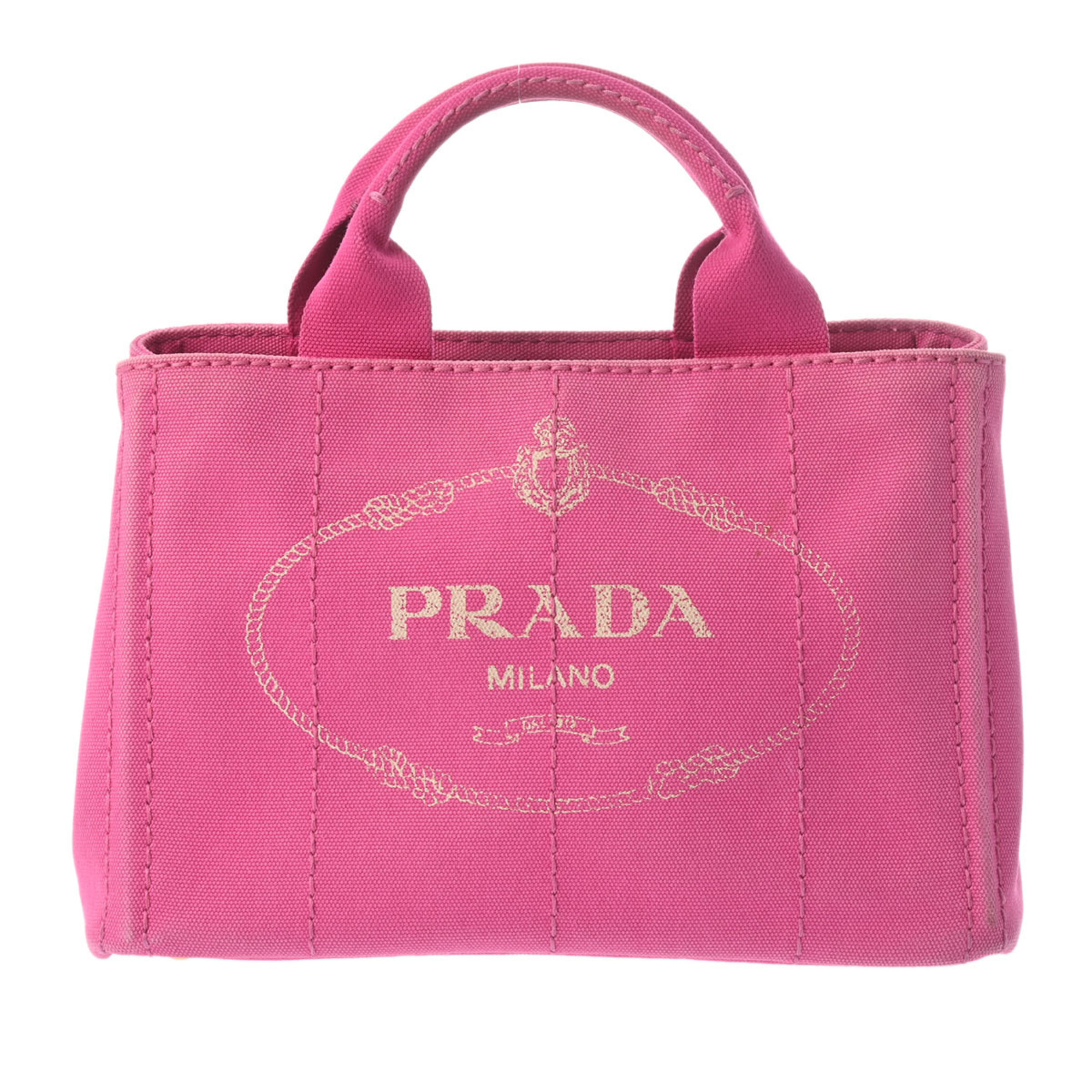 PRADA Prada Canapa Pink 1BG439 Women's Canvas Tote Bag