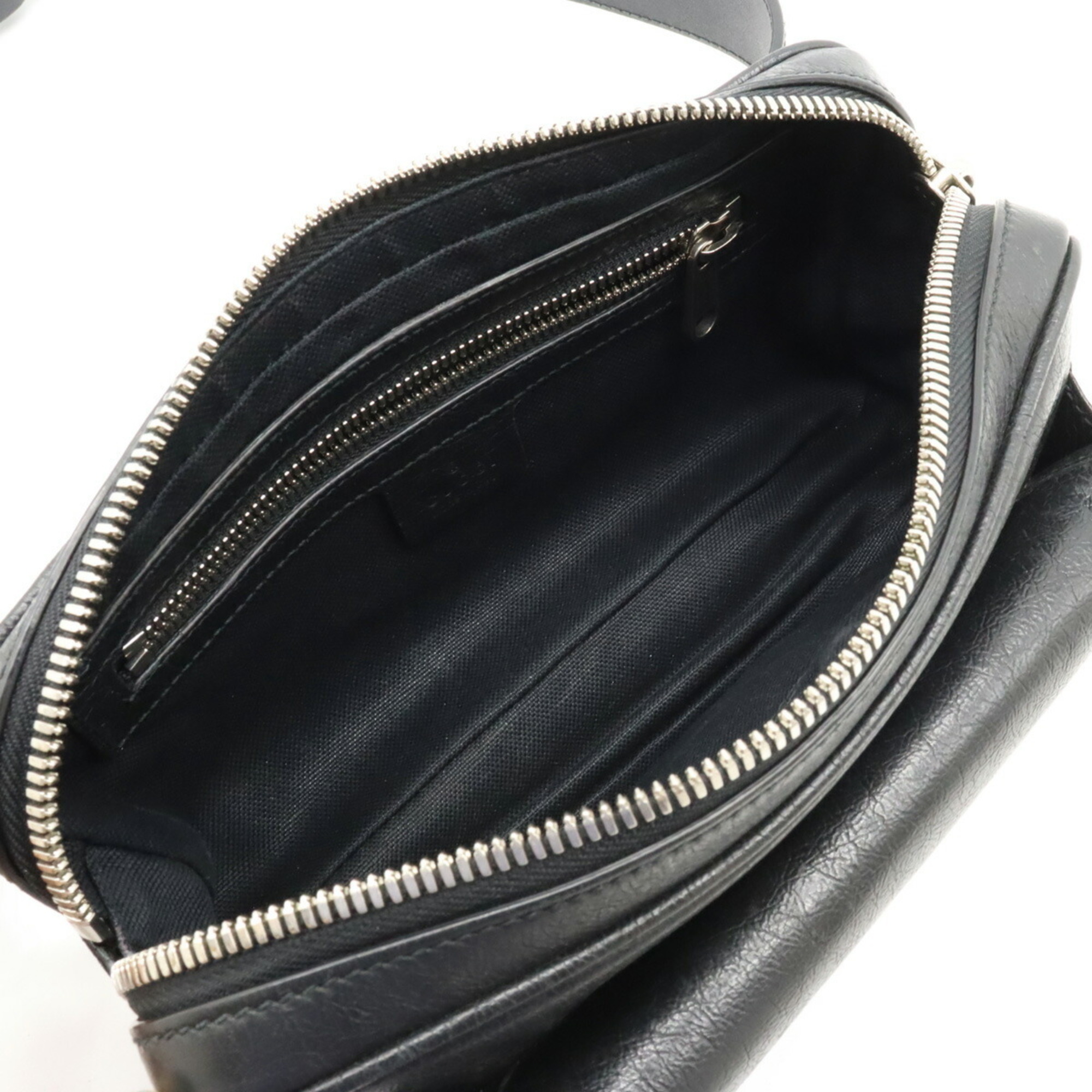 GUCCI MORPHEUS Interlocking G Belt Bag, Waist Body Clutch Leather, Black #90 598080