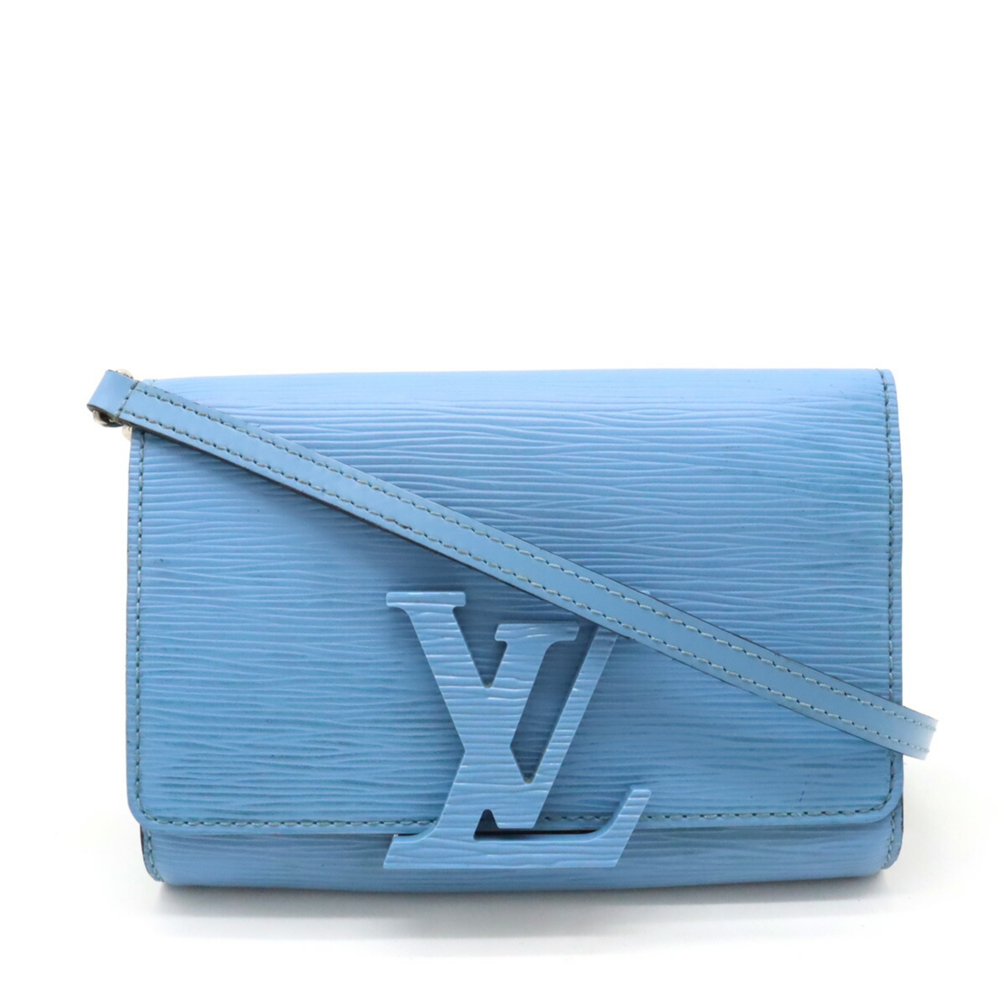 LOUIS VUITTON Epi Pochette Louise Shoulder Bag Clutch Leather Blue