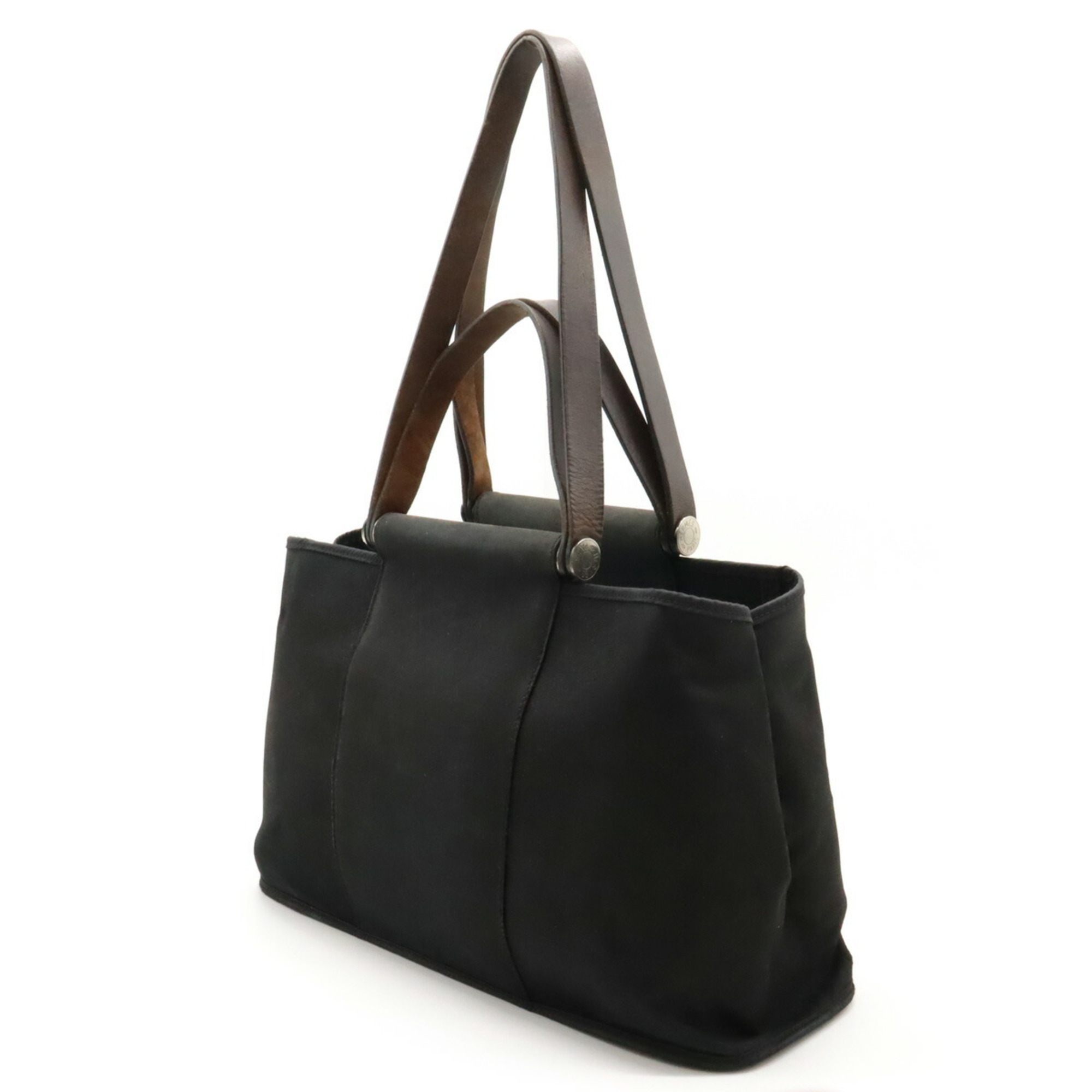 HERMES Hermes Cabag Elan PM Tote Bag Handbag Shoulder Toile Officier Leather Black □M Stamp