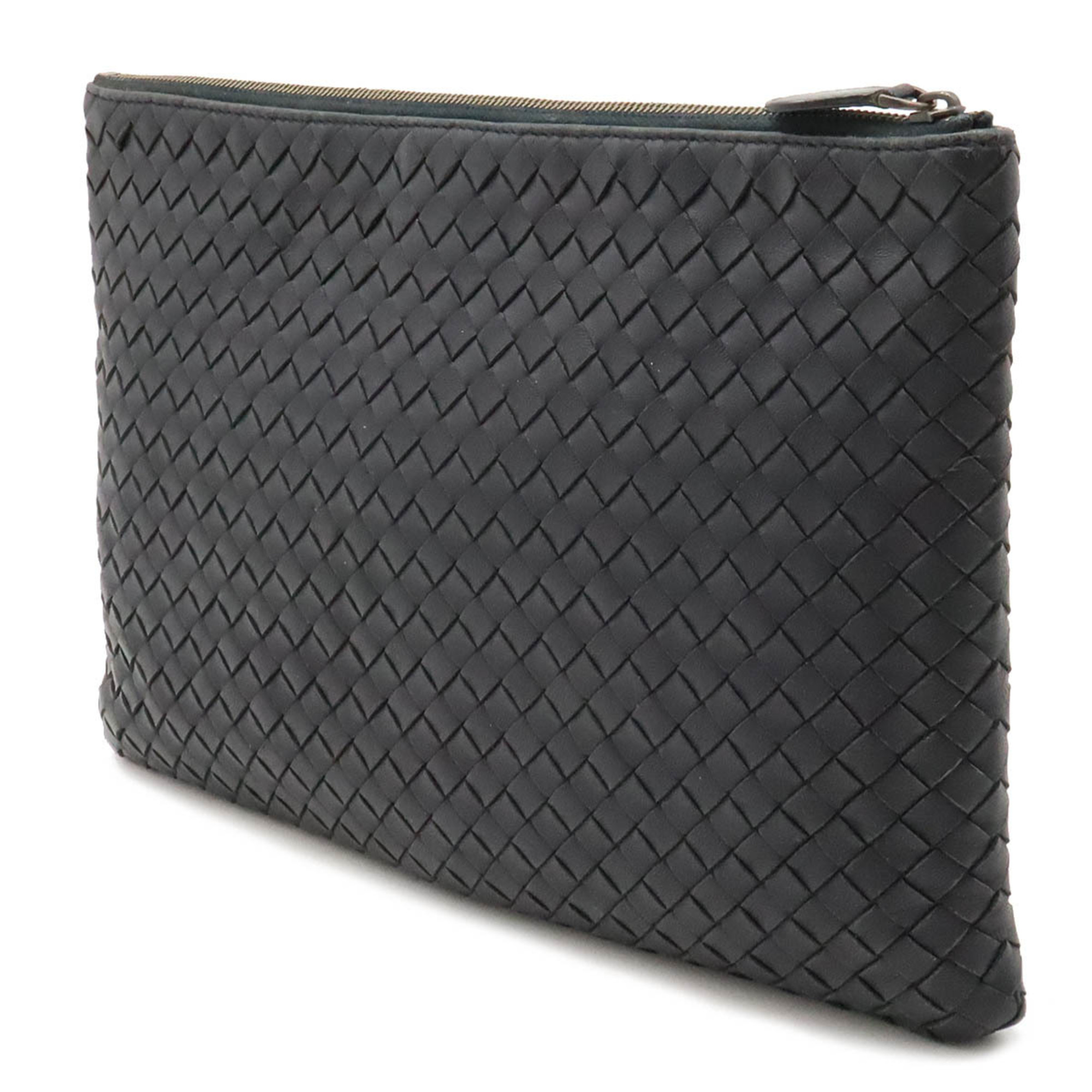 BOTTEGA VENETA Bottega Veneta Intrecciato Clutch Bag Document Case Pouch Leather Dark Navy 522430