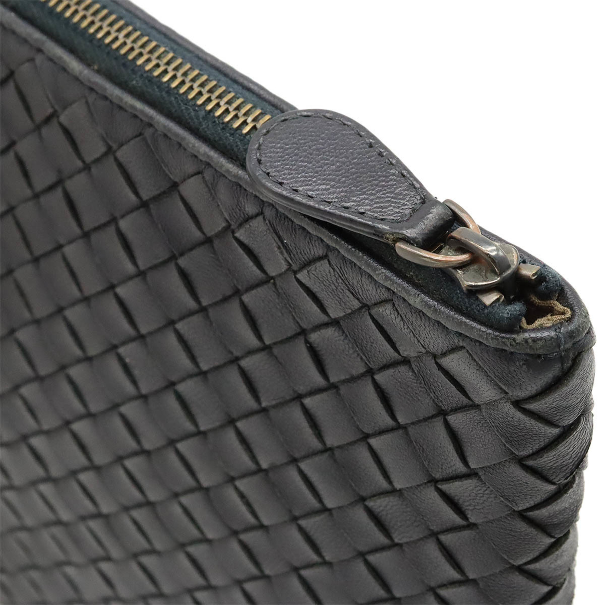 BOTTEGA VENETA Bottega Veneta Intrecciato Clutch Bag Document Case Pouch Leather Dark Navy 522430