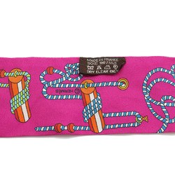 HERMES TWELL Scarf Muffler Cordages Rope Pattern 100% Silk Pink Multicolor