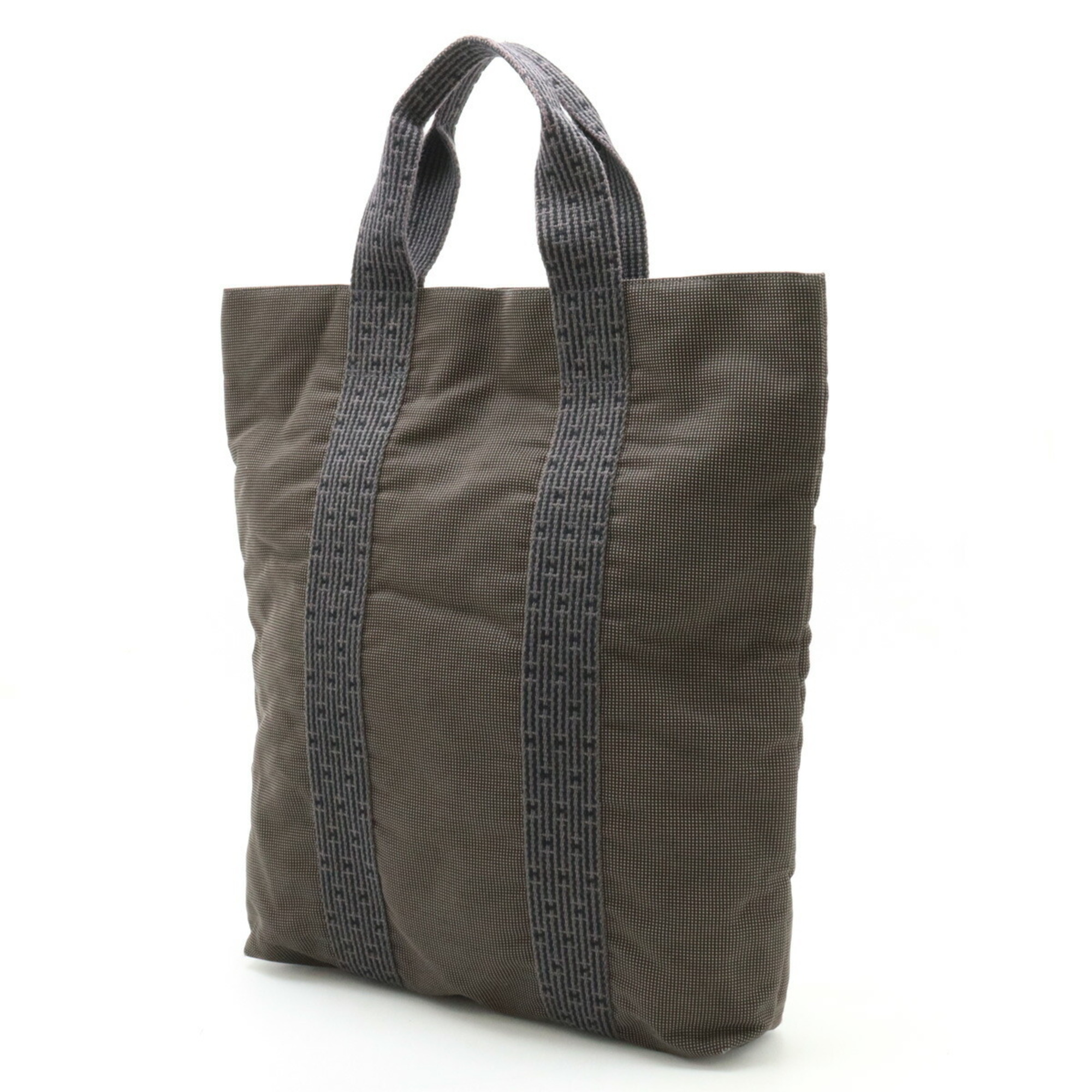 HERMES Hermes Air Line Cabas Tote Bag Canvas Grey Black