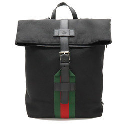 GUCCI Gucci Band Black Techno Canvas Web Line Backpack Rucksack Leather Green Red 337075