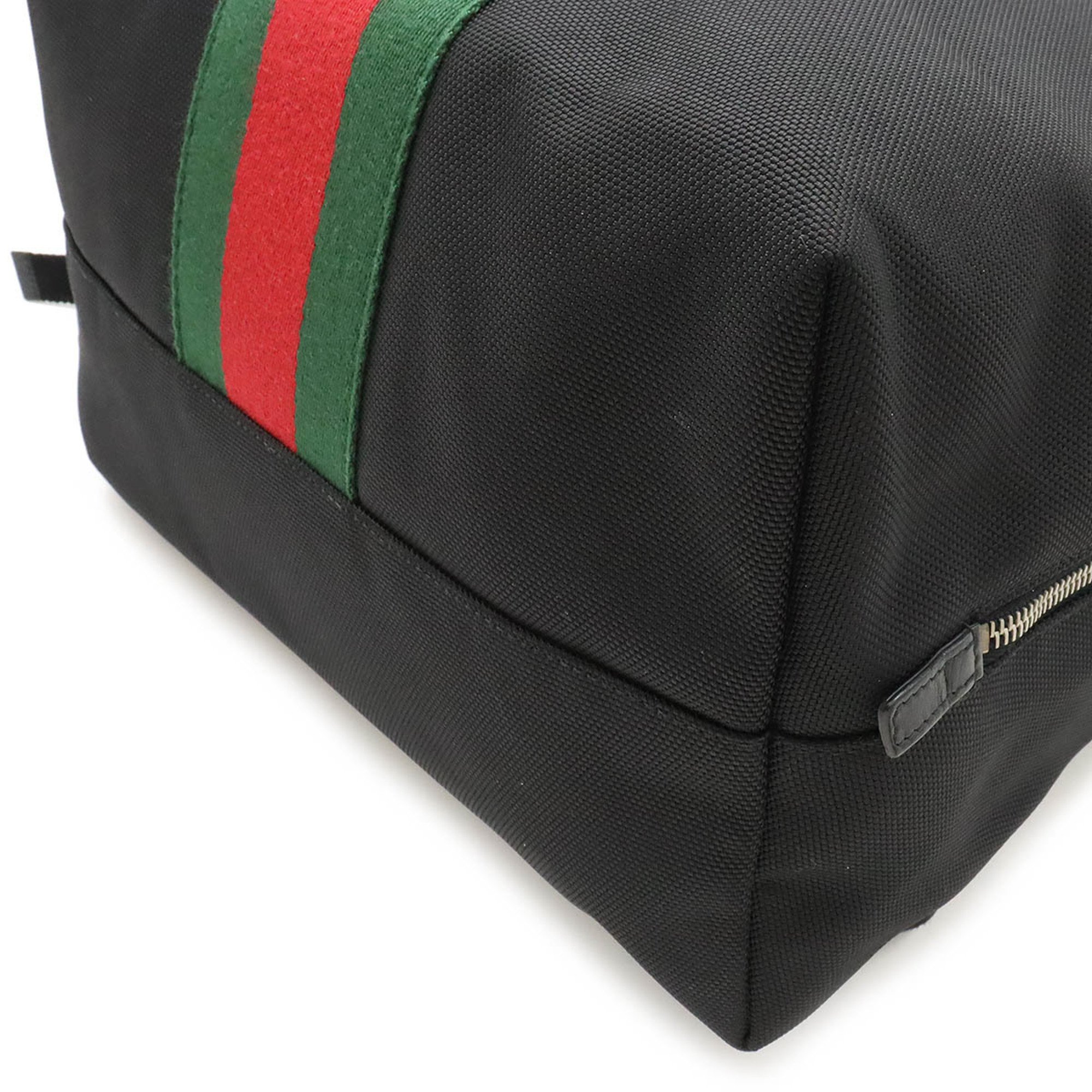 GUCCI Gucci Band Black Techno Canvas Web Line Backpack Rucksack Leather Green Red 337075