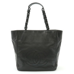 CHANEL Coco Mark Plastic Chain Tote Bag Shoulder Leather Black