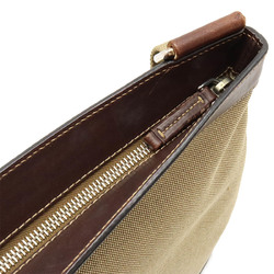 PRADA Prada Jacquard Shoulder Bag Pochette Canvas Leather CORDA Khaki Beige MORO Dark Brown BT0537