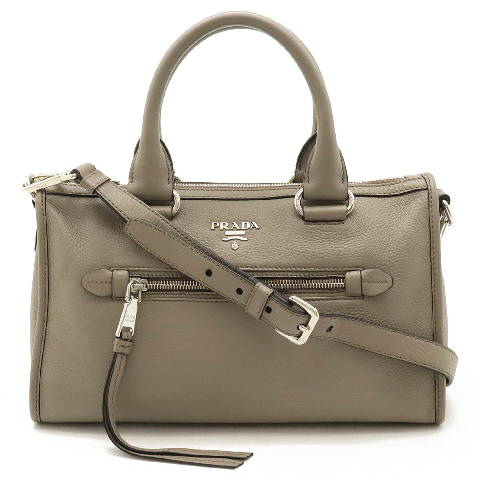 PRADA Prada Handbag Shoulder Bag Leather Greige 1BB022