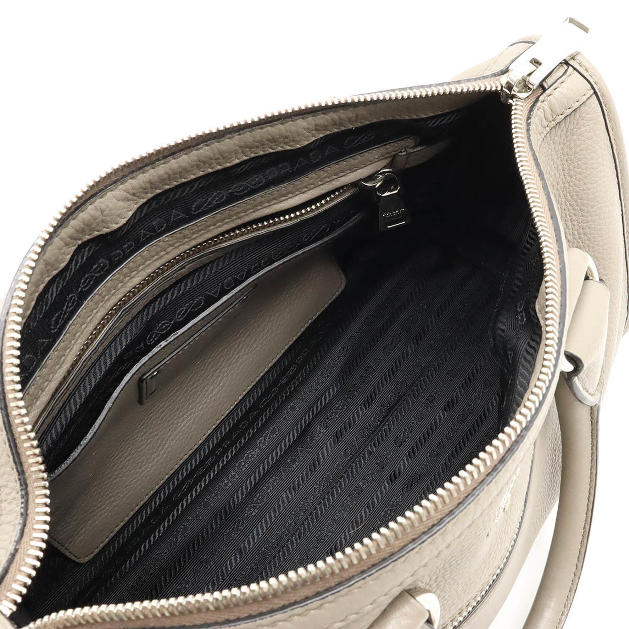 PRADA Prada Handbag Shoulder Bag Leather Greige 1BB022