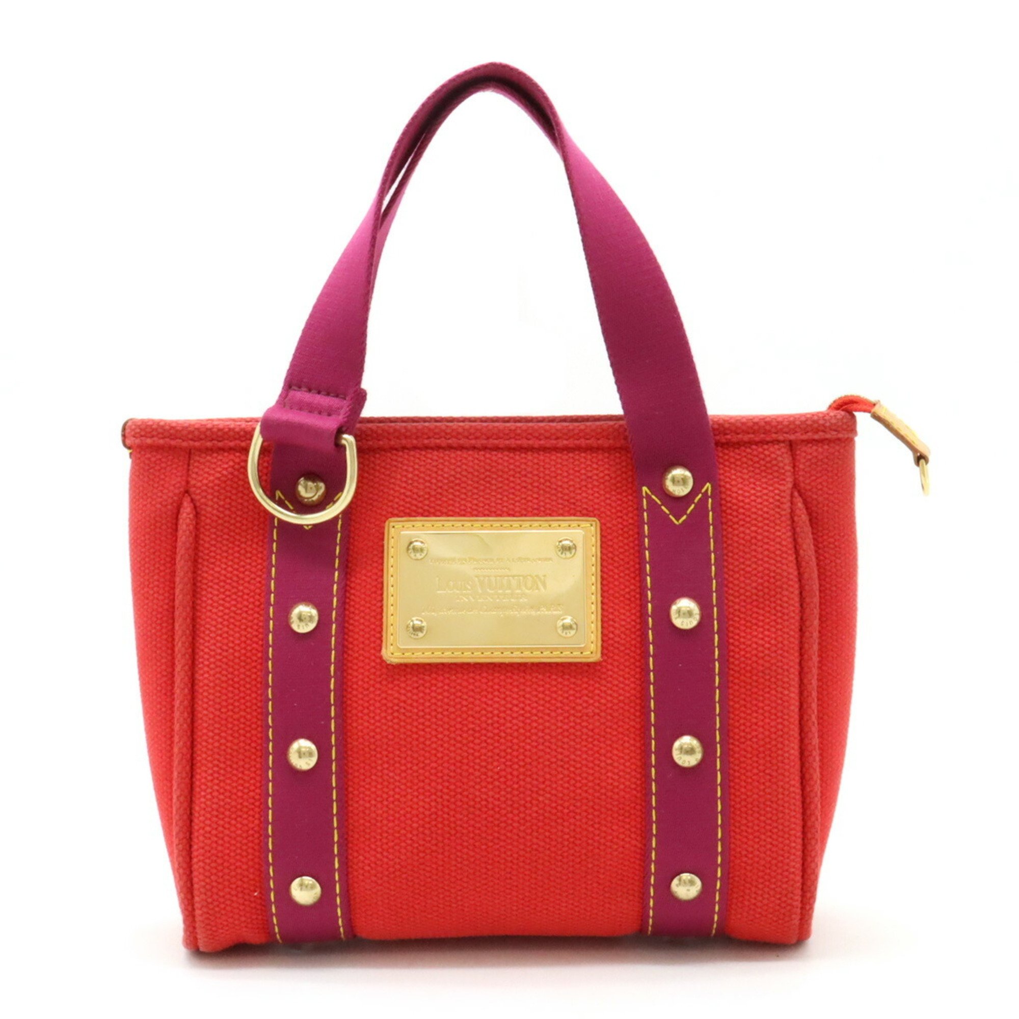 LOUIS VUITTON Louis Vuitton Antigua Cabas PM Handbag Tote Bag Canvas Rouge Red M40037