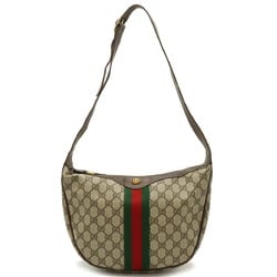 GUCCI Old Gucci GG Plus Sherry Line Shoulder Bag PVC Leather Beige Brown