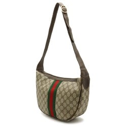 GUCCI Old Gucci GG Plus Sherry Line Shoulder Bag PVC Leather Beige Brown