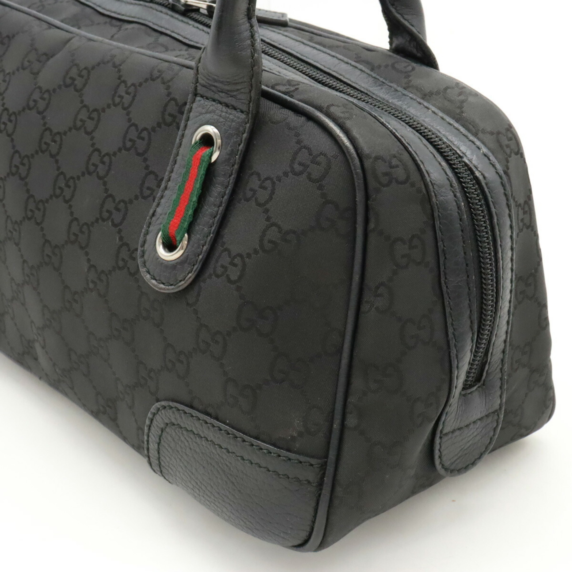 GUCCI Gucci GG Nylon Sherry Line Shoulder Bag Leather Black 293594