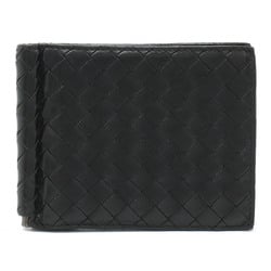 BOTTEGA VENETA Intrecciato wallet with money clip, leather, black, 123180