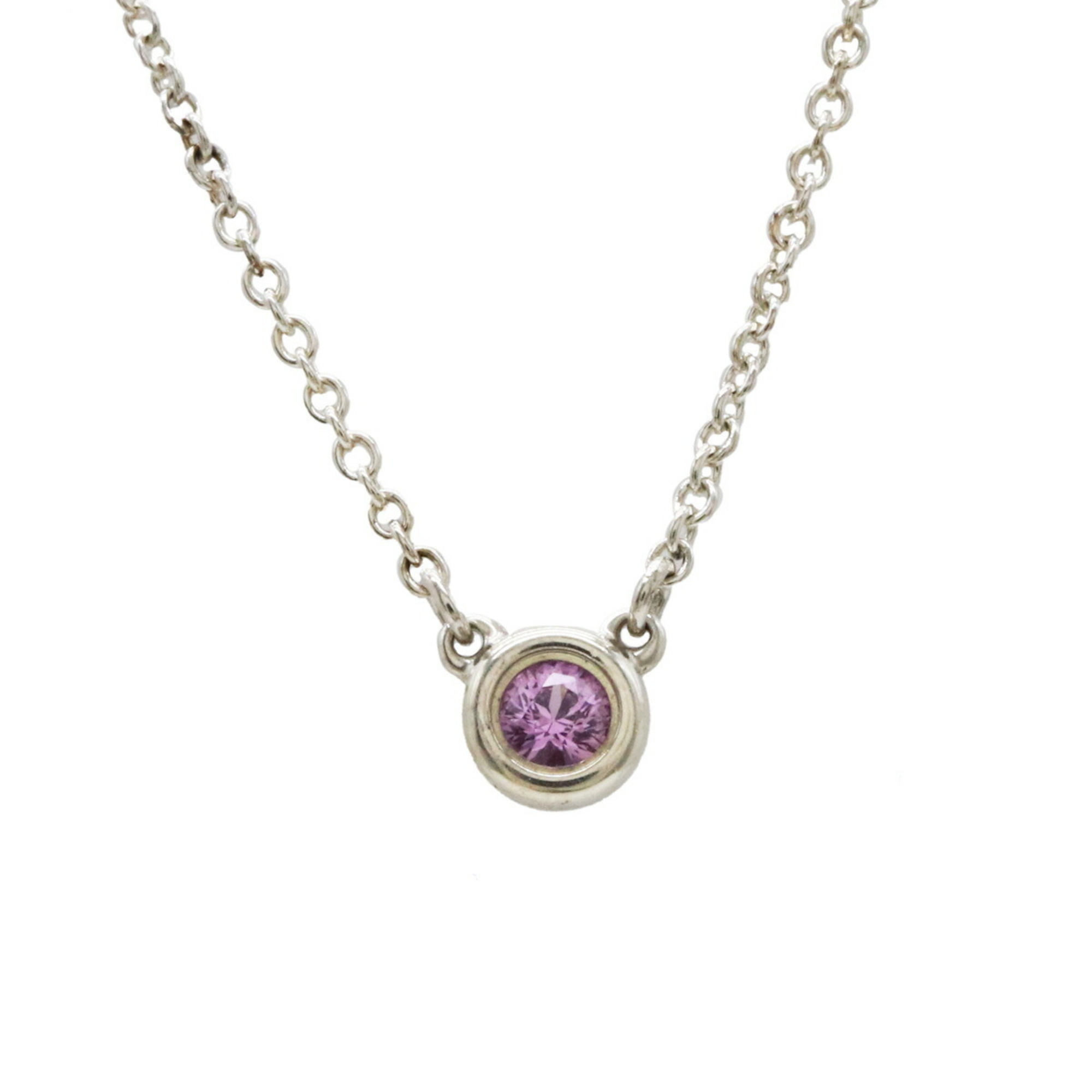 TIFFANY&Co. Tiffany Elsa Peretti Color by the Yard Necklace Pendant SV925 Silver Pink Sapphire