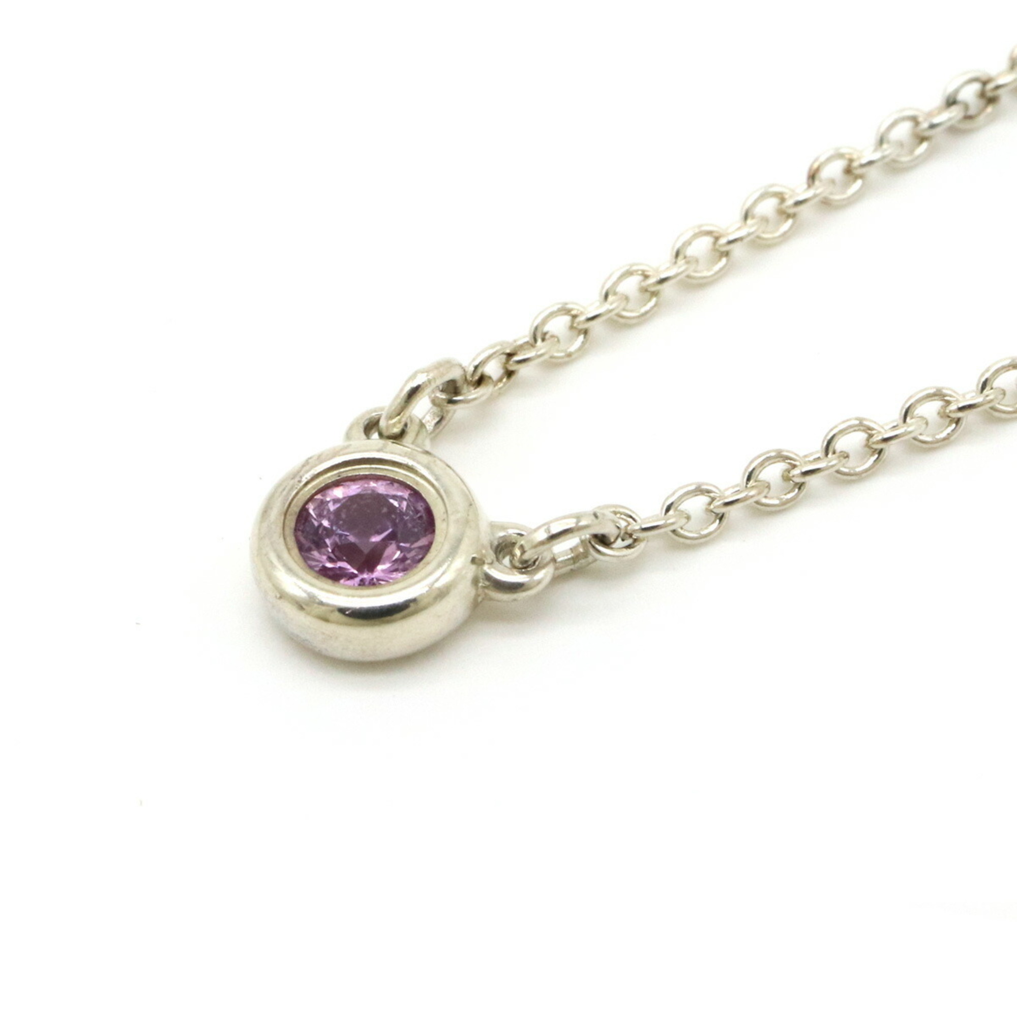 TIFFANY&Co. Tiffany Elsa Peretti Color by the Yard Necklace Pendant SV925 Silver Pink Sapphire