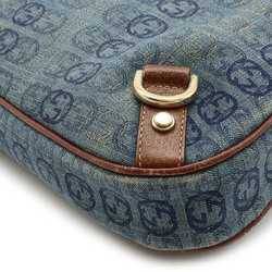 GUCCI Gucci Interlocking G GG pattern shoulder bag denim canvas blue brown 130738