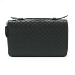 GUCCI Micro Guccissima Travel Case Clutch Bag Organizer Long Wallet Leather Black 449246