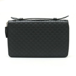 GUCCI Micro Guccissima Travel Case Clutch Bag Organizer Long Wallet Leather Black 449246