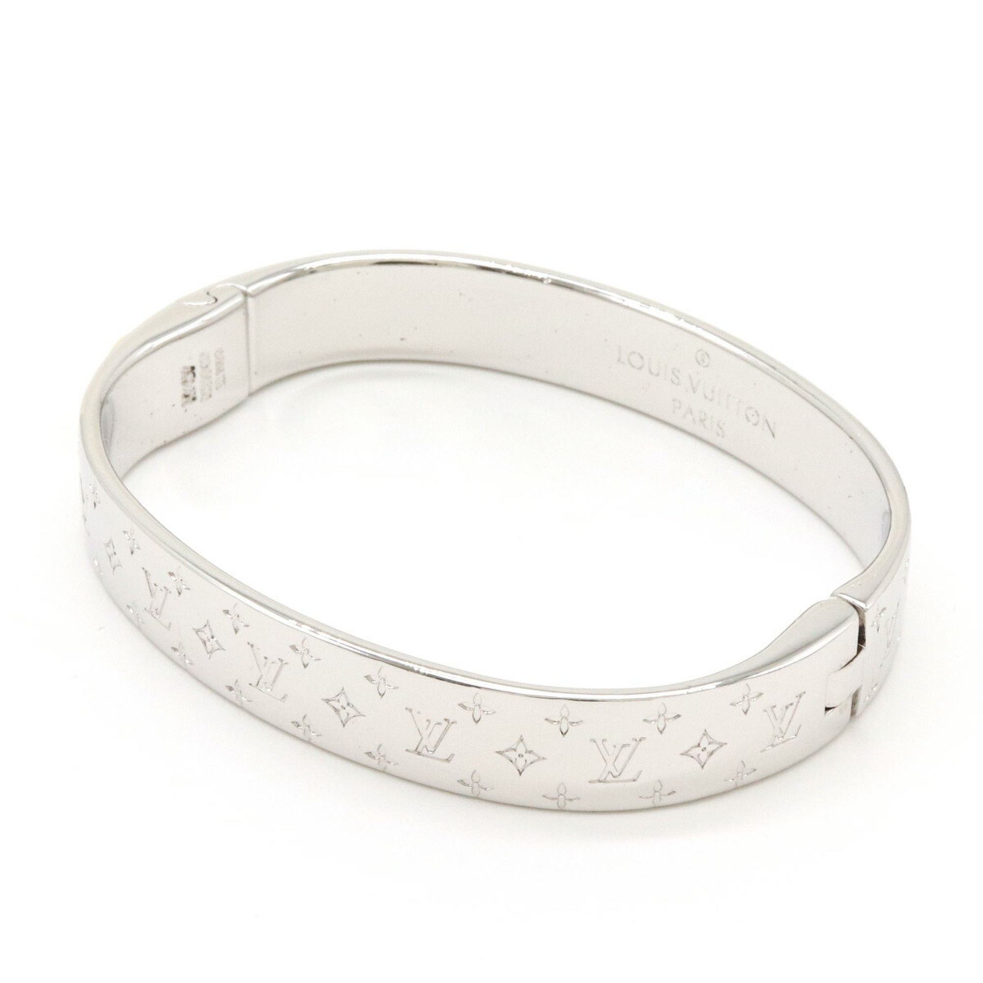 LOUIS VUITTON Louis Vuitton Cuff Nanogram Bangle Bracelet #S S Size Metal Silver Color M00249