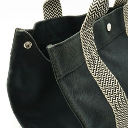 HERMES Cannes PM Tote Bag Handbag Canvas Black Ivory