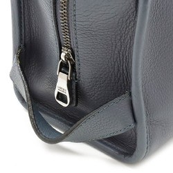 LOEWE Anagram Second Bag Clutch Handbag Leather Blue Gray