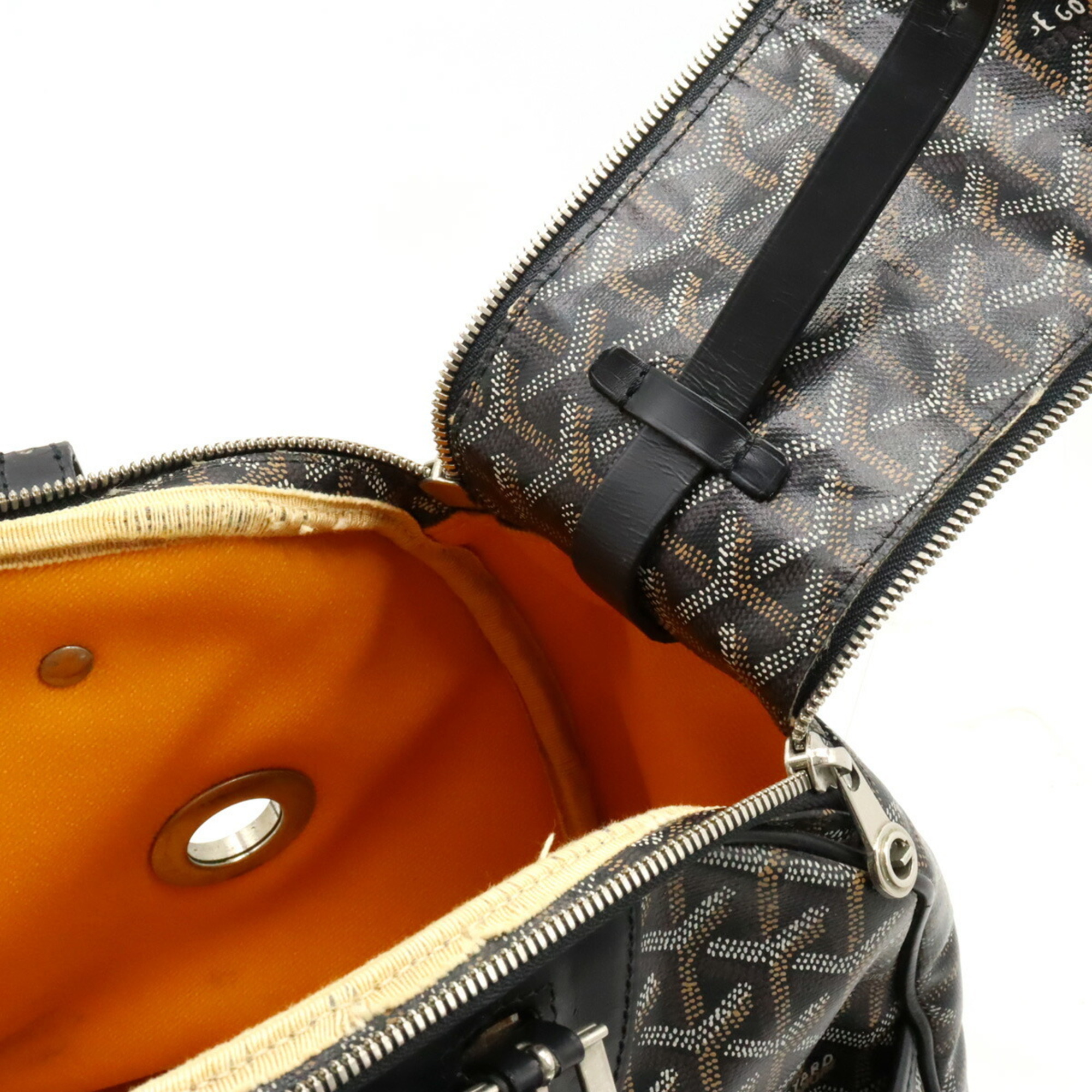 GOYARD Saxe Cien Yuro PM Pet Carrier Bag Boston Herringbone Pattern PVC Leather Black Multicolor