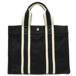 HERMES Bora PM Tote Bag Handbag Canvas Black White