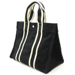 HERMES Bora PM Tote Bag Handbag Canvas Black White