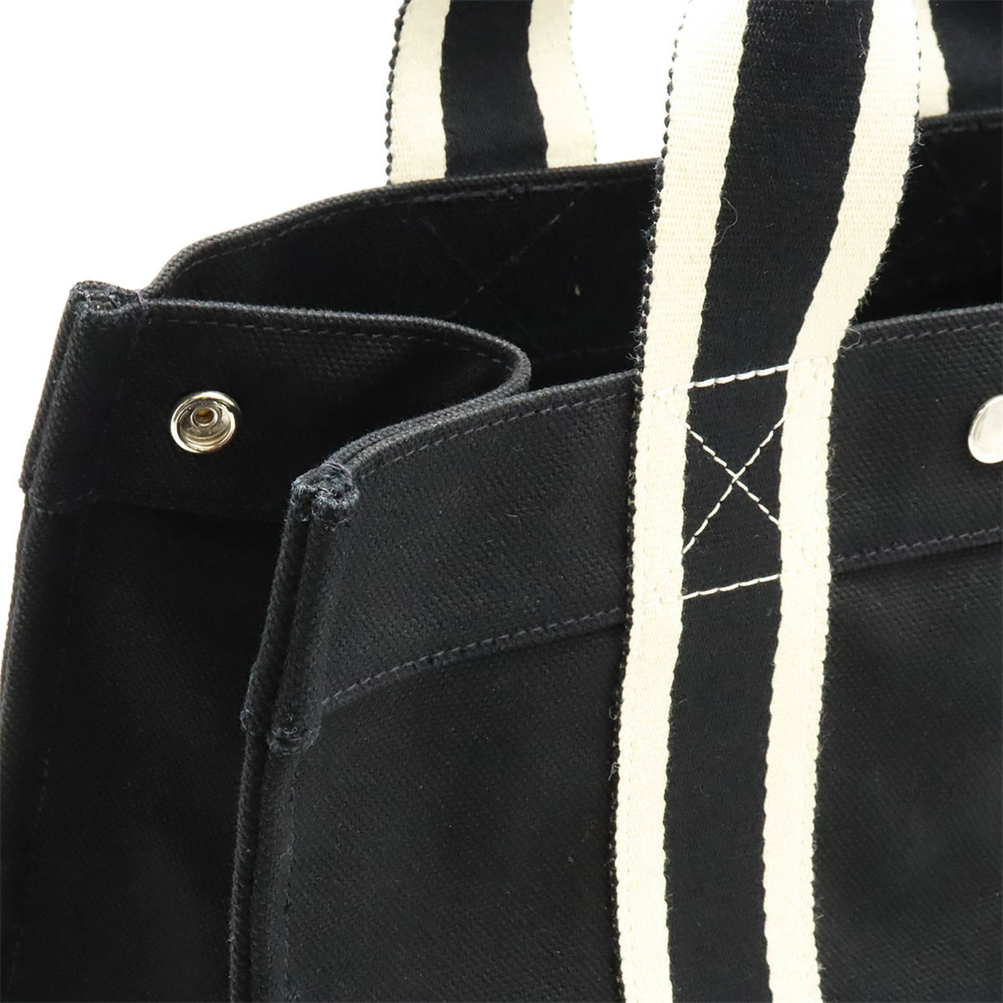 HERMES Bora PM Tote Bag Handbag Canvas Black White