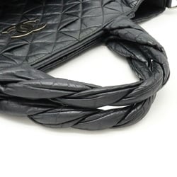 CHANEL Coco Mark Quilted Tote Bag Shoulder Leather Black