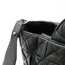 CHANEL Coco Mark Quilted Tote Bag Shoulder Leather Black