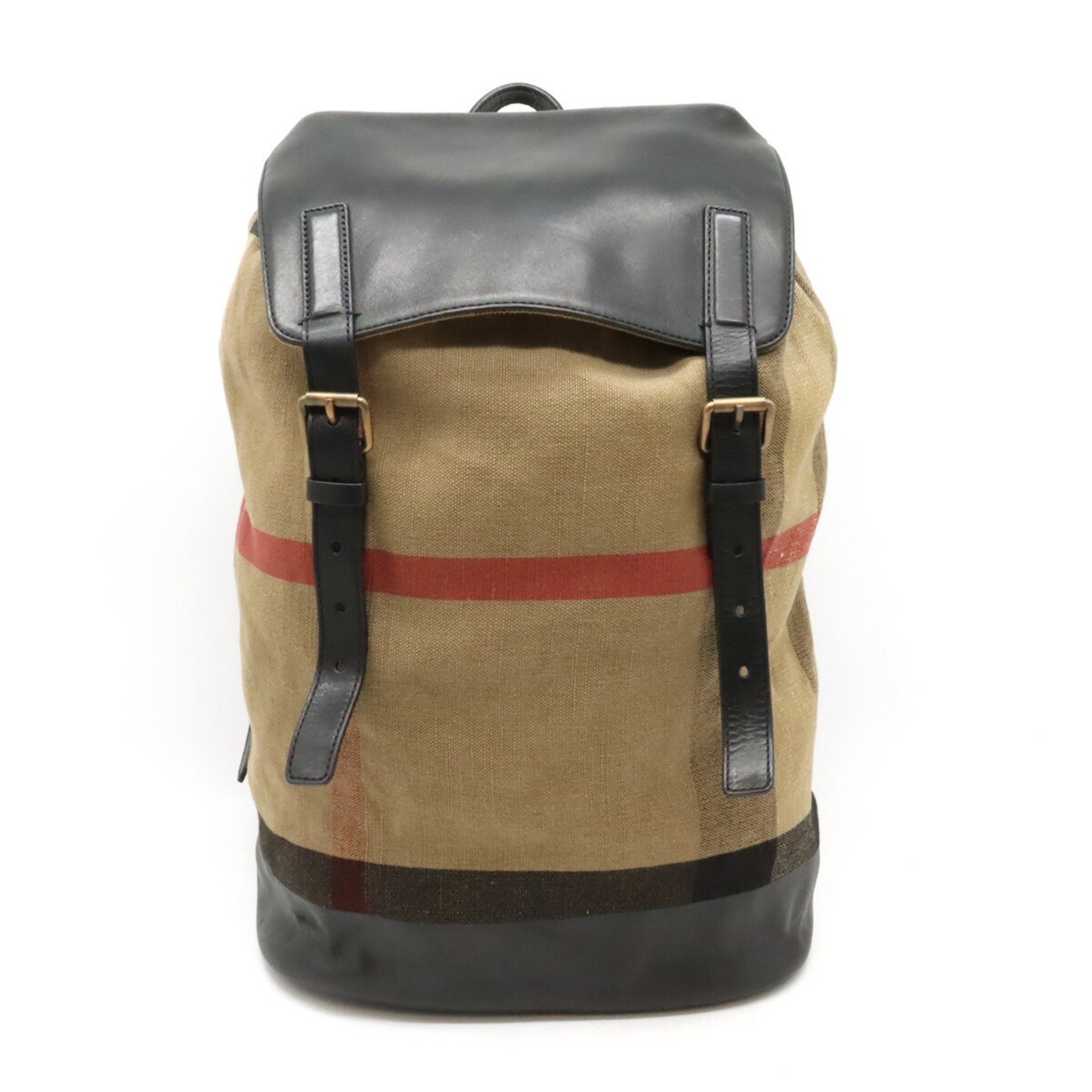 BURBERRY Mega Check Backpack Rucksack Canvas Leather Brown Beige Black Red White